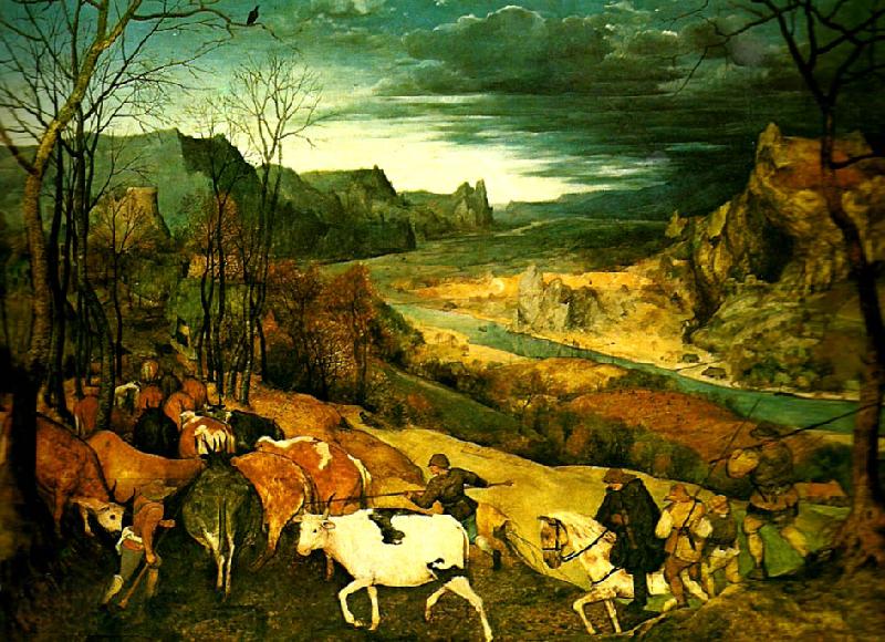 Pieter Bruegel boskapen drivs hem Norge oil painting art